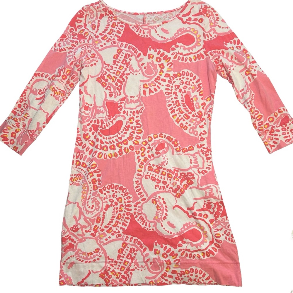 Lilly Pulitzer Marlowe Pink Elephant Mini Dress 100% Cotton Medium‎